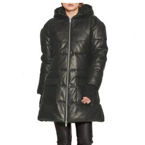 NEW WALTER BAKER LEATHER BUFFER JACKET Robe with Front Zip in Black - Size M